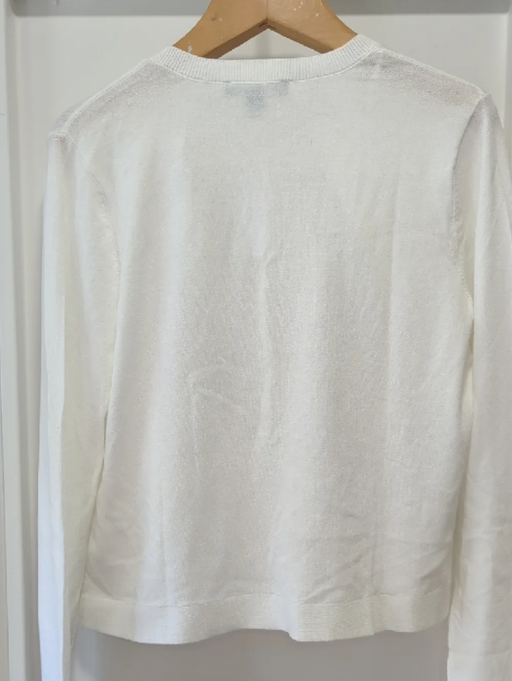 Ann Taylor White Open-Front Knit Cardigan with Crew Neckline Size Small - Picture 9 of 10
